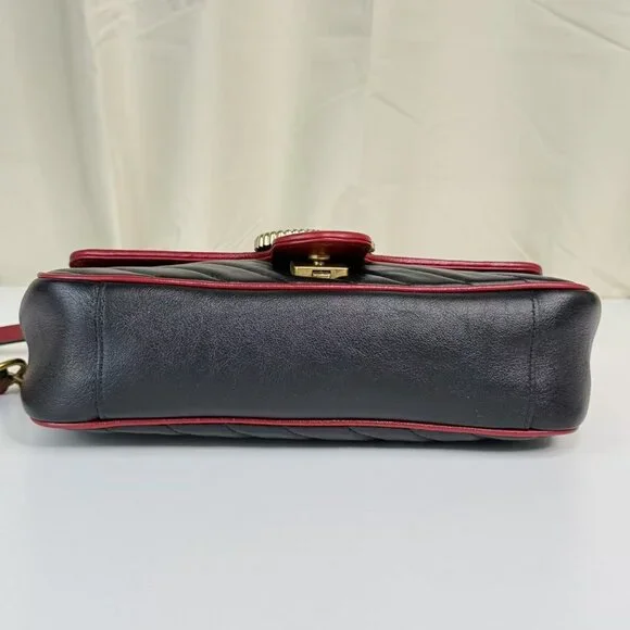 Gucci Black Leather Medium Marmont Flap Shoulder Bag - Picture 5 of 8